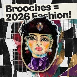 Handcrafted Artistic Brooch with Red Accents